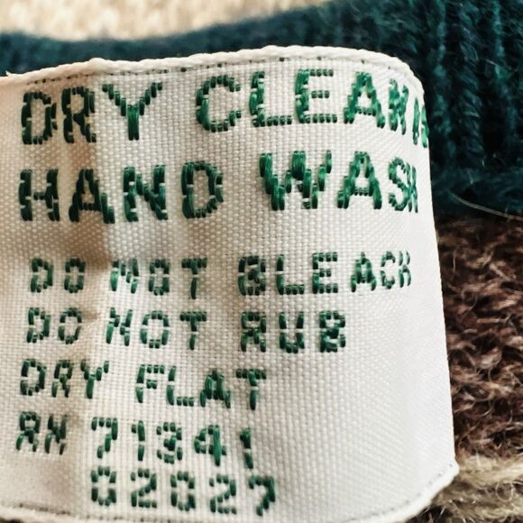 L.L. Bean *!00% Pure Wool* Beige & Brown Knitted Cozy Sweater - Womens Size XL - Picture 10 of 10